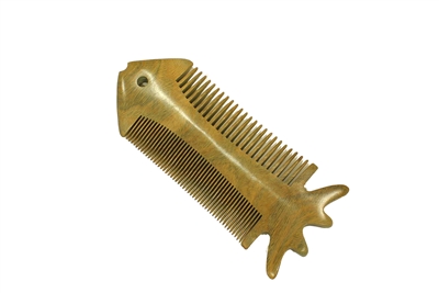 fish-shaped green sandalwood comb wc017