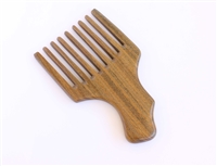 wide tooth green sandalwood hair pick wc031.1