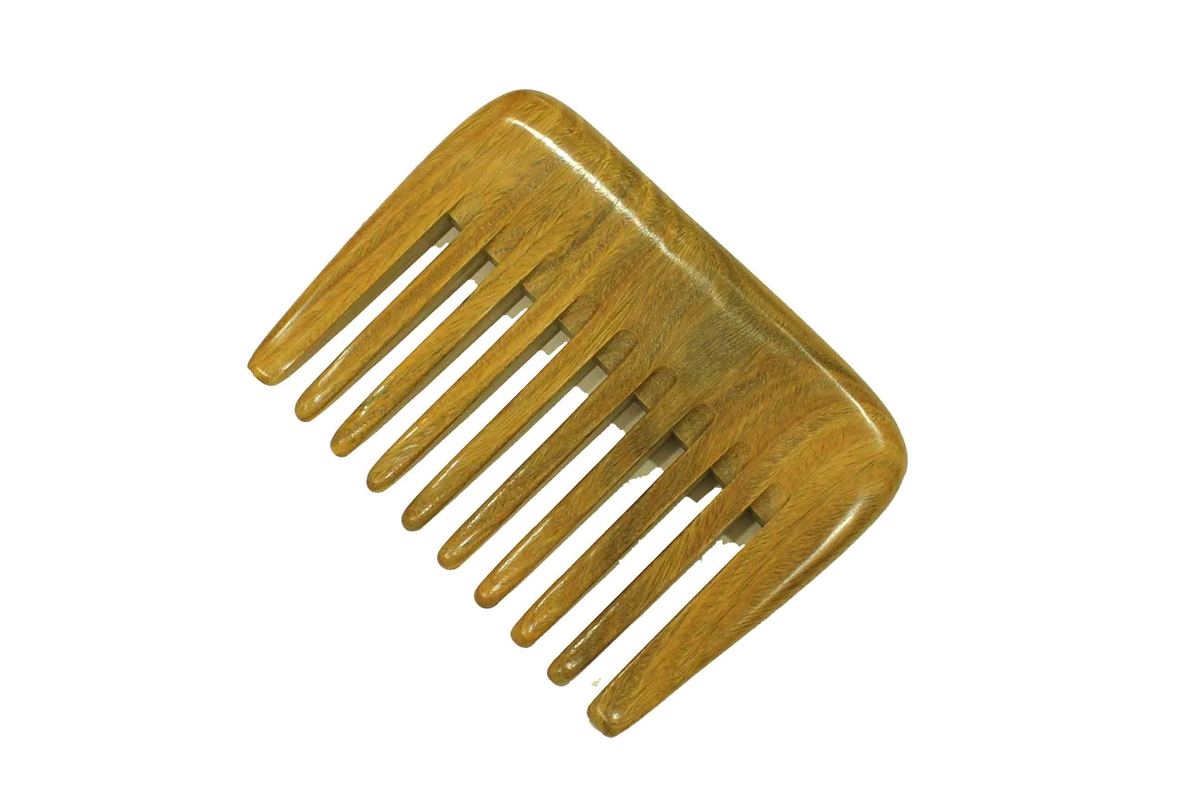 Wide Tooth Green Sandalwood Hair Pick Hair Comb with Flat Back WC051