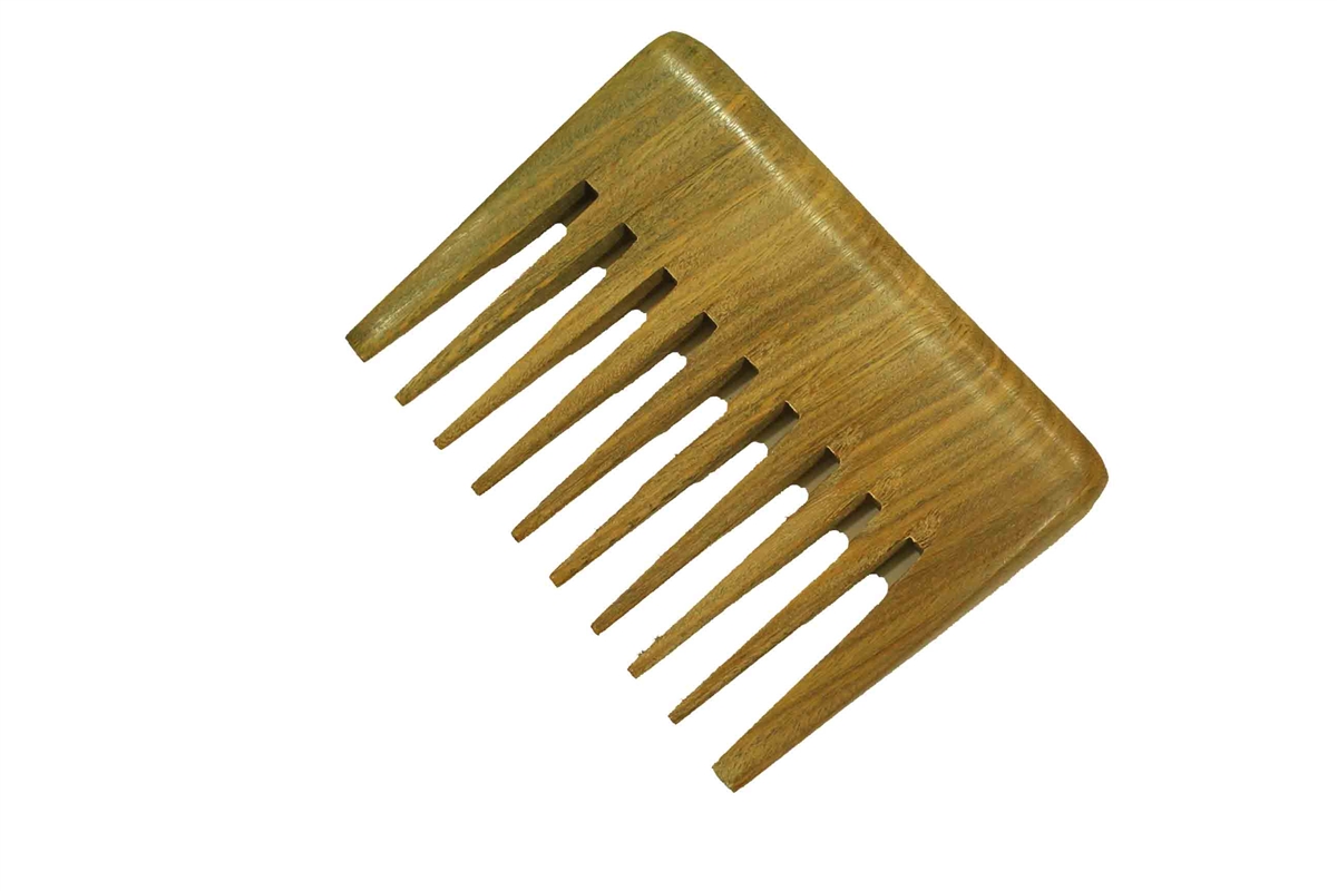 Wide Tooth Green Sandalwood Hair Pick Hair Comb with Flat Back WC051WS10